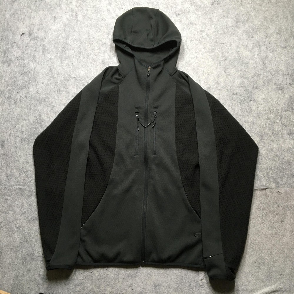 Oakley Jacket Mens Large Black Hooded Sweatshirt Slim Fit Full Zip FOA406122