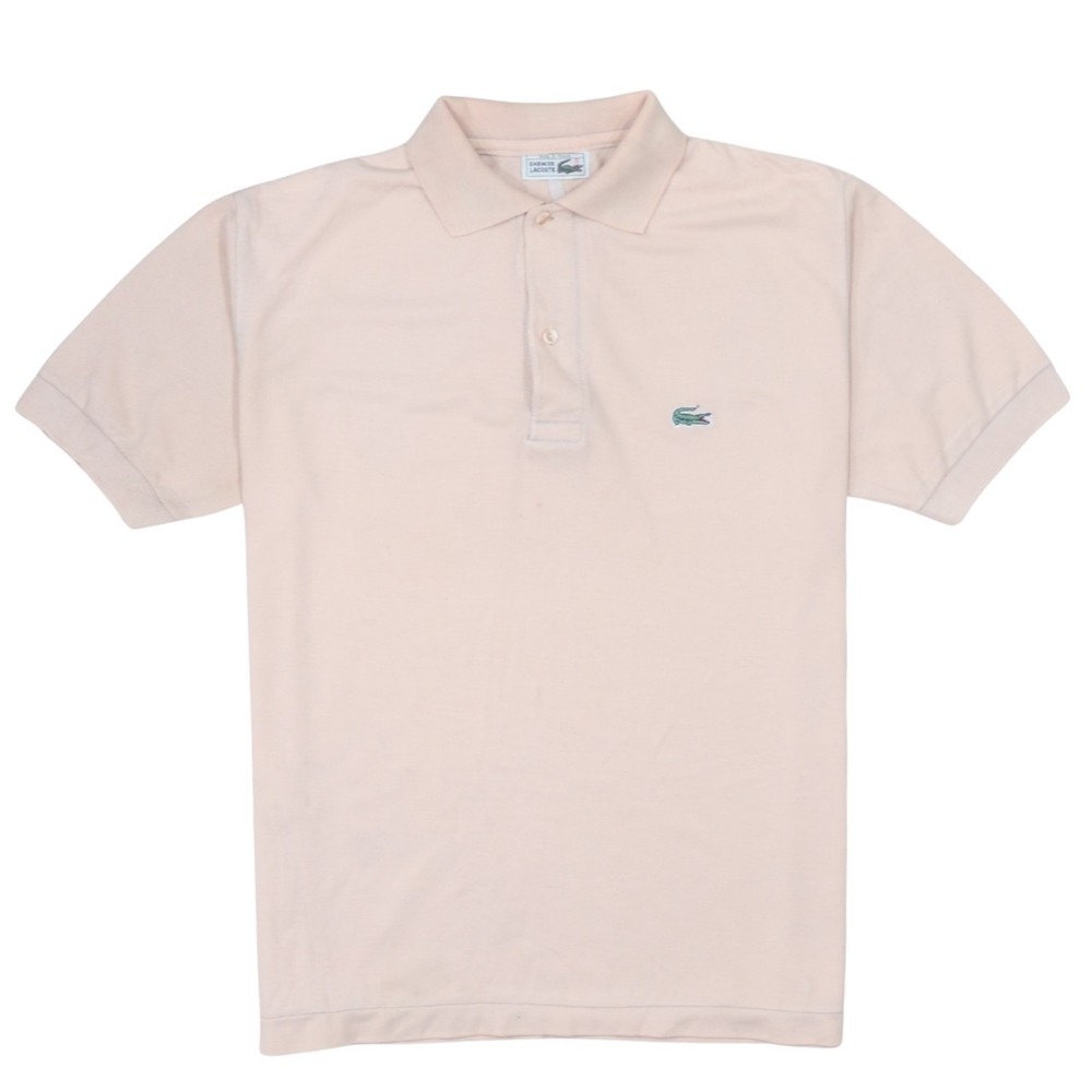 Lacoste Mens Polo Shirt Pale Pink Cotton Knit Crocodile Logo Short Sleeve S