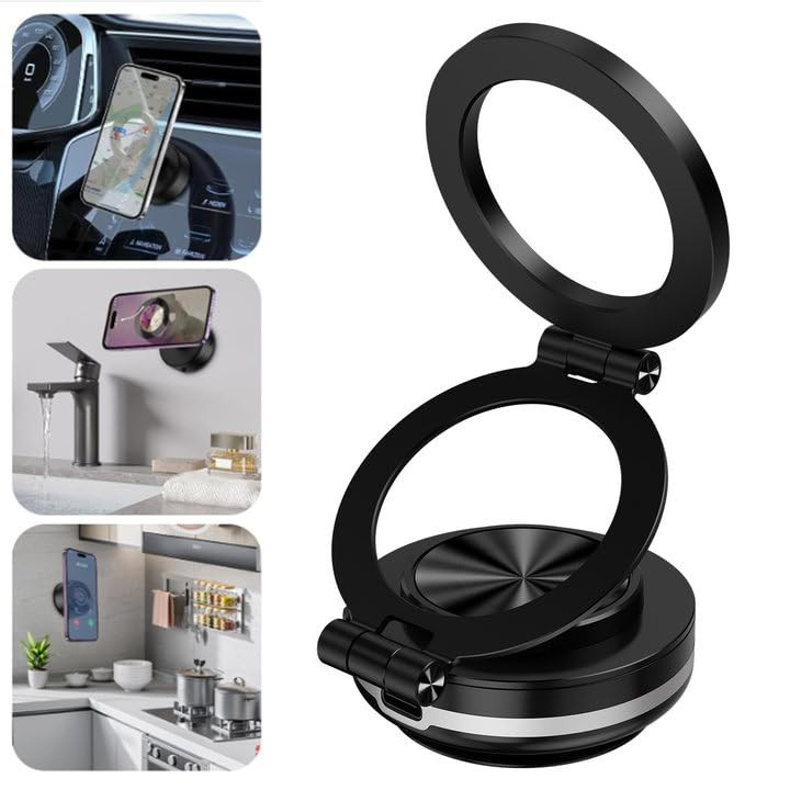 Upgraded Magnetic Car Phone Mount with Strong Vacuum Suction