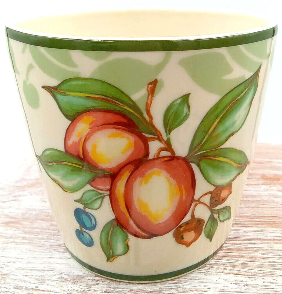 Ceramic Fruit Votive Candle Holder in Peach Pears Green Yellow Beige Blue