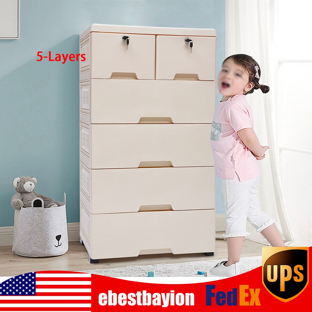 Movable PP Storage Cabinet with 6 Lockable Drawers for Garage Tools