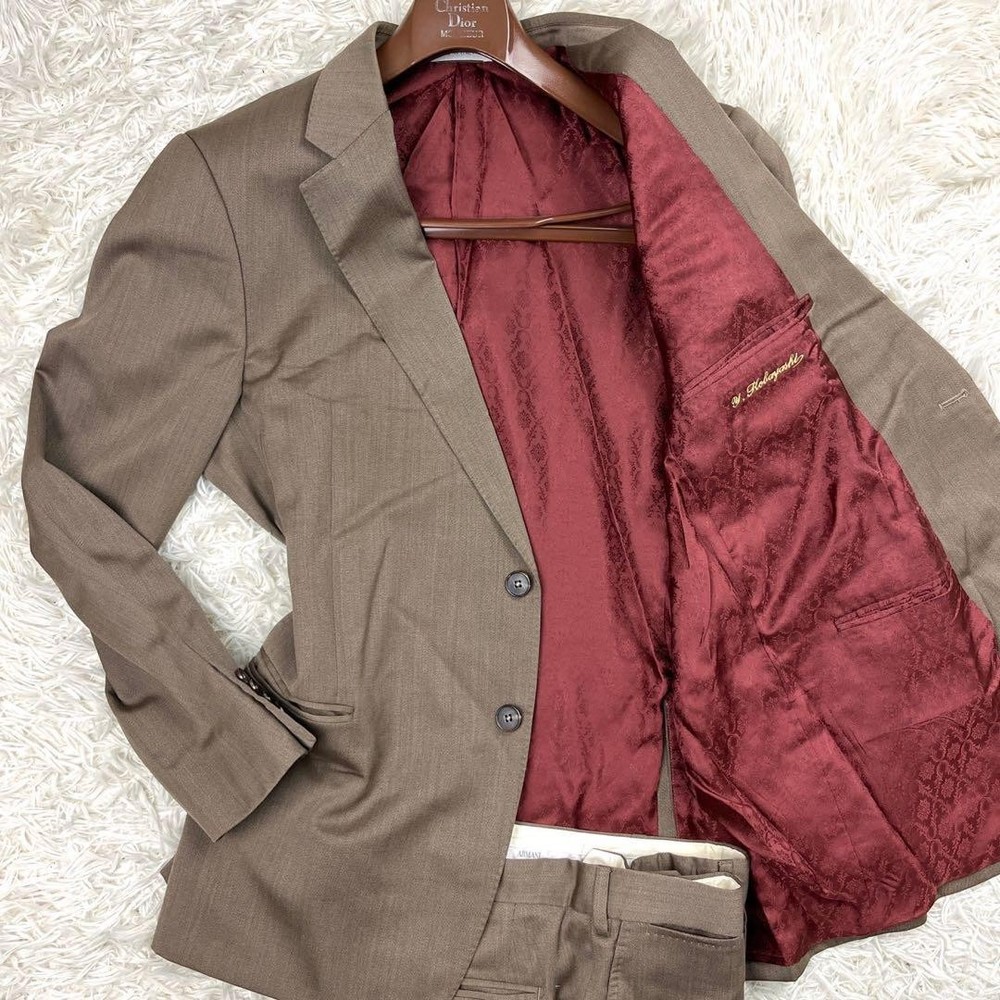 Super Rare 4XL Armani Collezioni Beige Suit Size 56