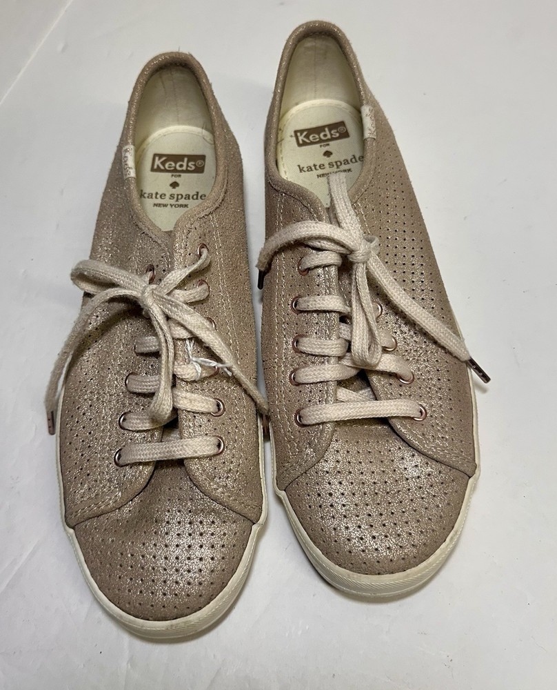 Keds for Kate Spade Kickstart Rose Gold Shimmer Sneakers Size 8