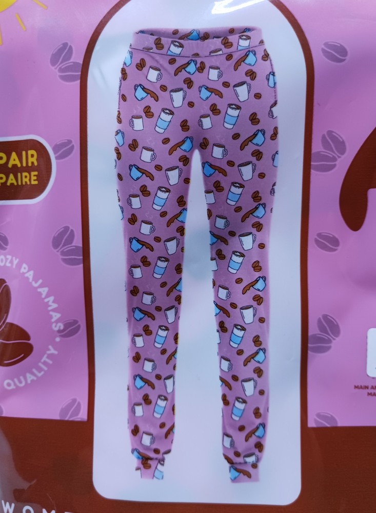 Cozy Coffee Print Pajama Pants Size M for Home & Lounge