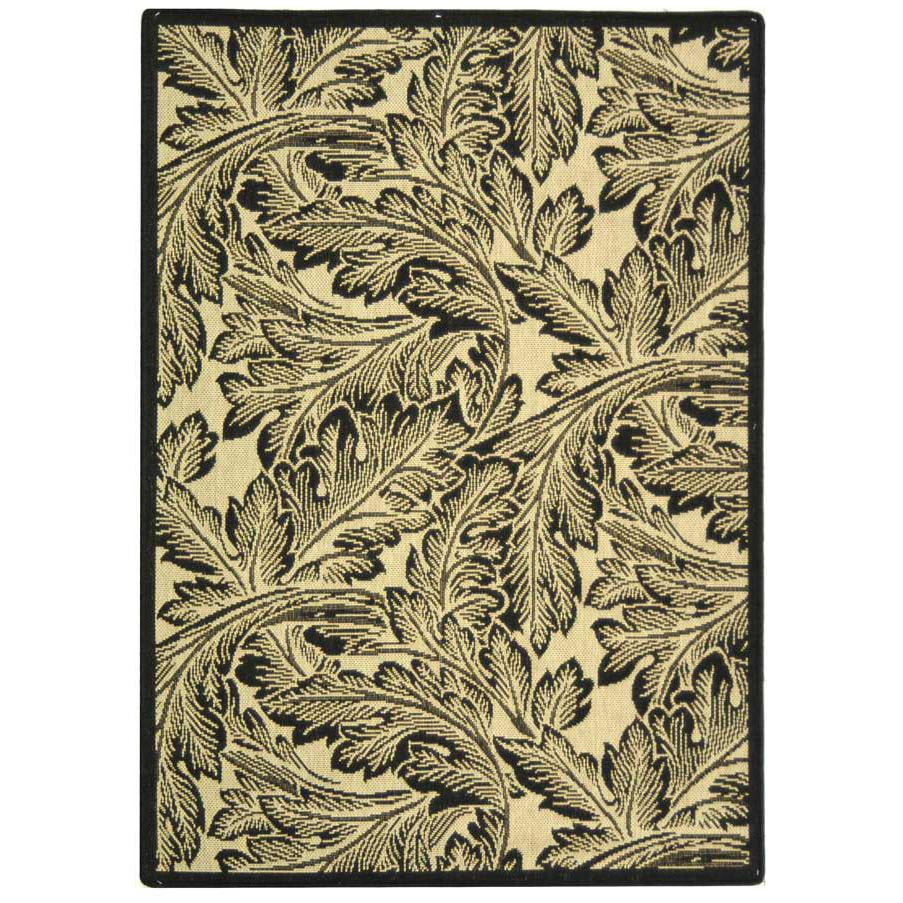 SAFAVIEH Courtyard Connie Floral Indoor Outdoor Rug Sand Black 2x3 Feet 7 Inch