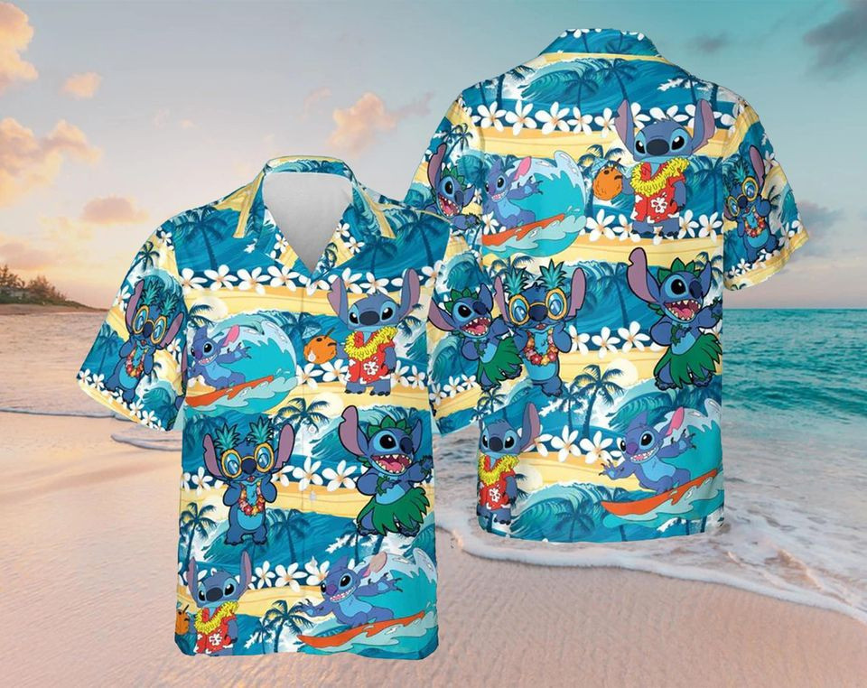 Stitch Tropical 3D HAWAII SHIRT US Size All Over Print Father Gift Best Price