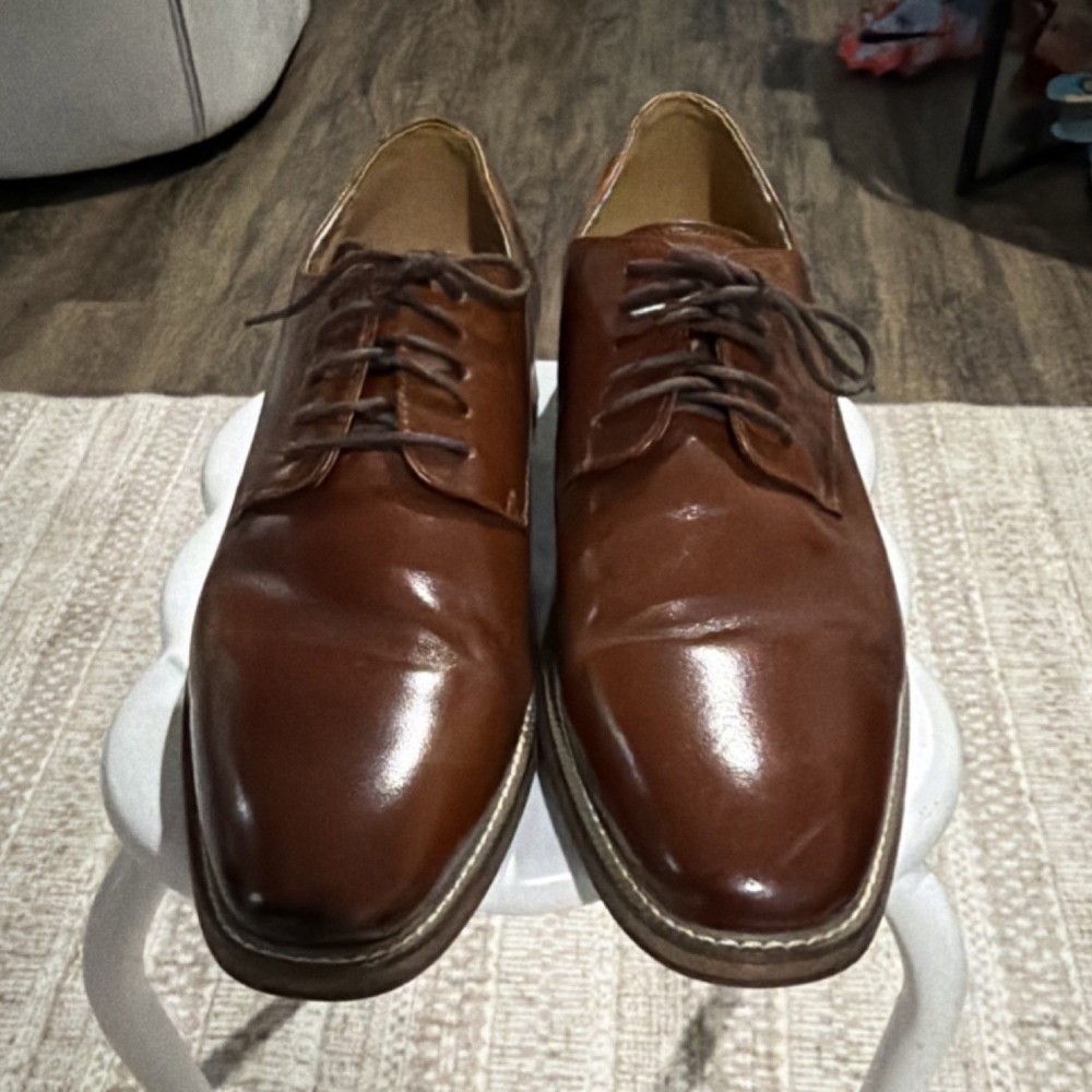 Johnston & Murphy Brown Leather Derby Lace-Up Square Toe Dress Shoes Men