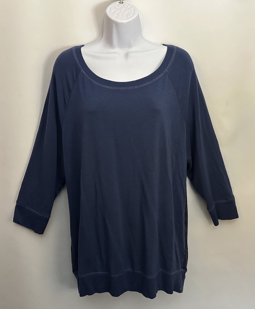 BEYOND YOGA Made In USA Sweater Blouse Women XL 3/4 Sleeve Mesh Back Gym Active
