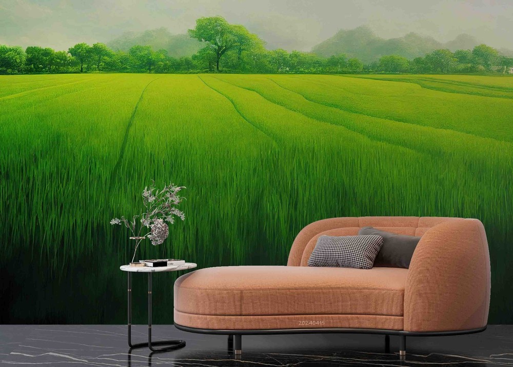 3D Green Rice Fields Landscape Wall Murals Wallpaper Murals Wall Sticker