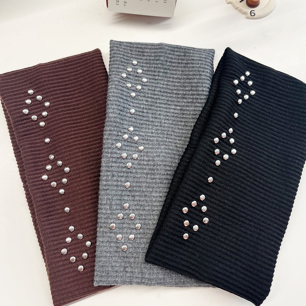 3PACK Rivet Knit Headbands High Elastic Hair Bands Striped Solid Color Hairban ✨