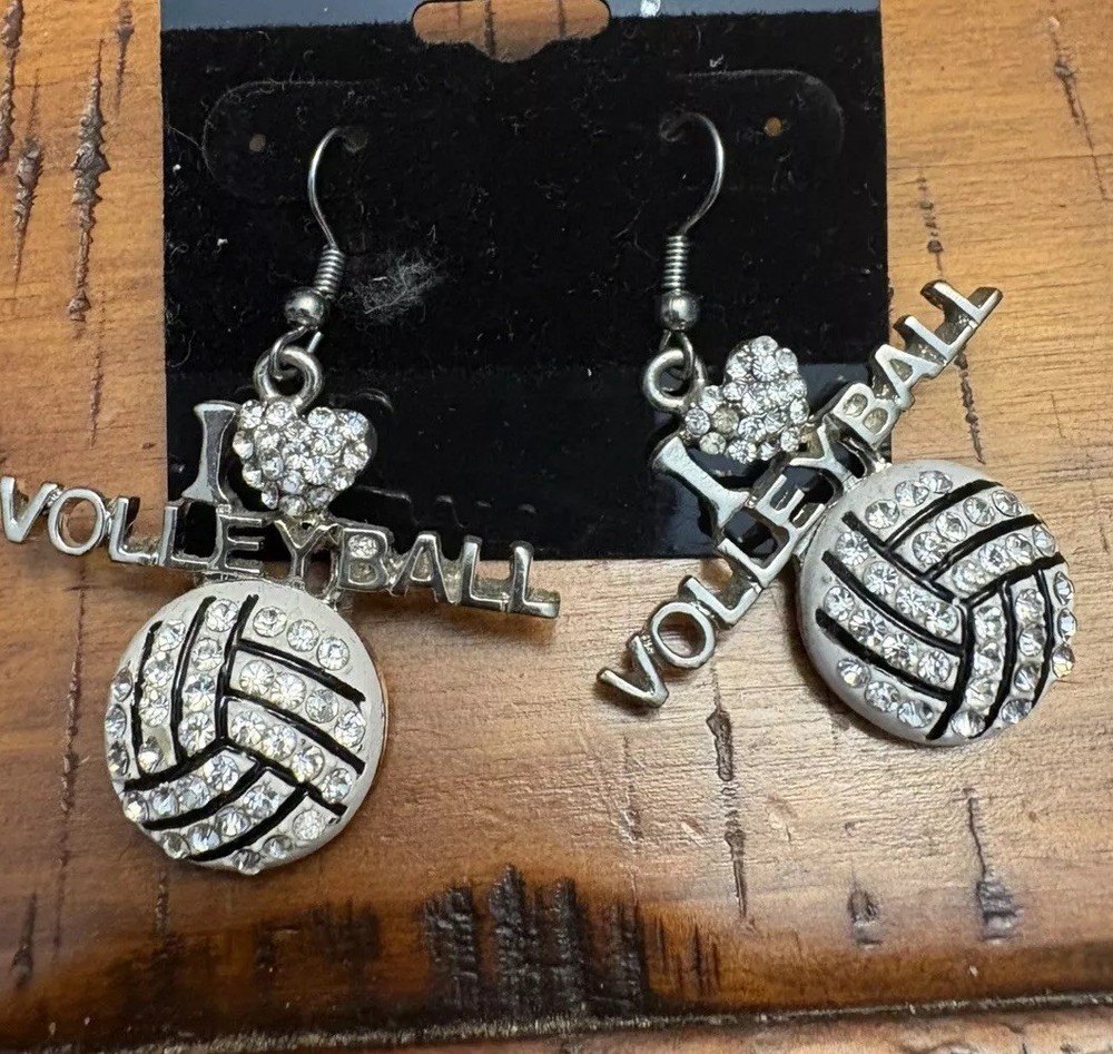 Crystal Volleyball Dangle Earrings for Sports Lovers