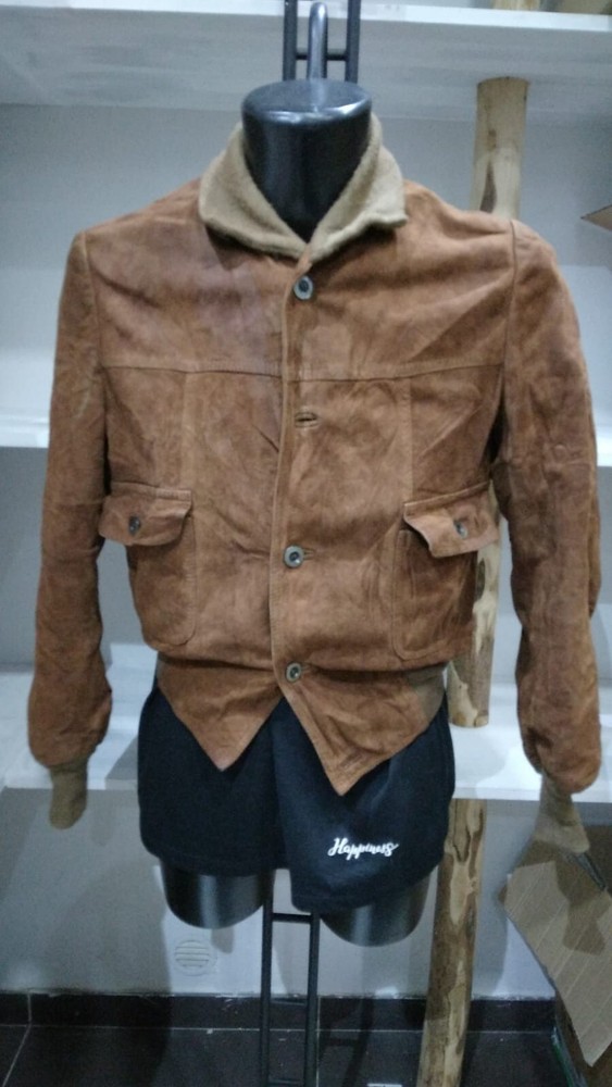 Used Brown Leather Jacket For Men Size 52 PGS205PI