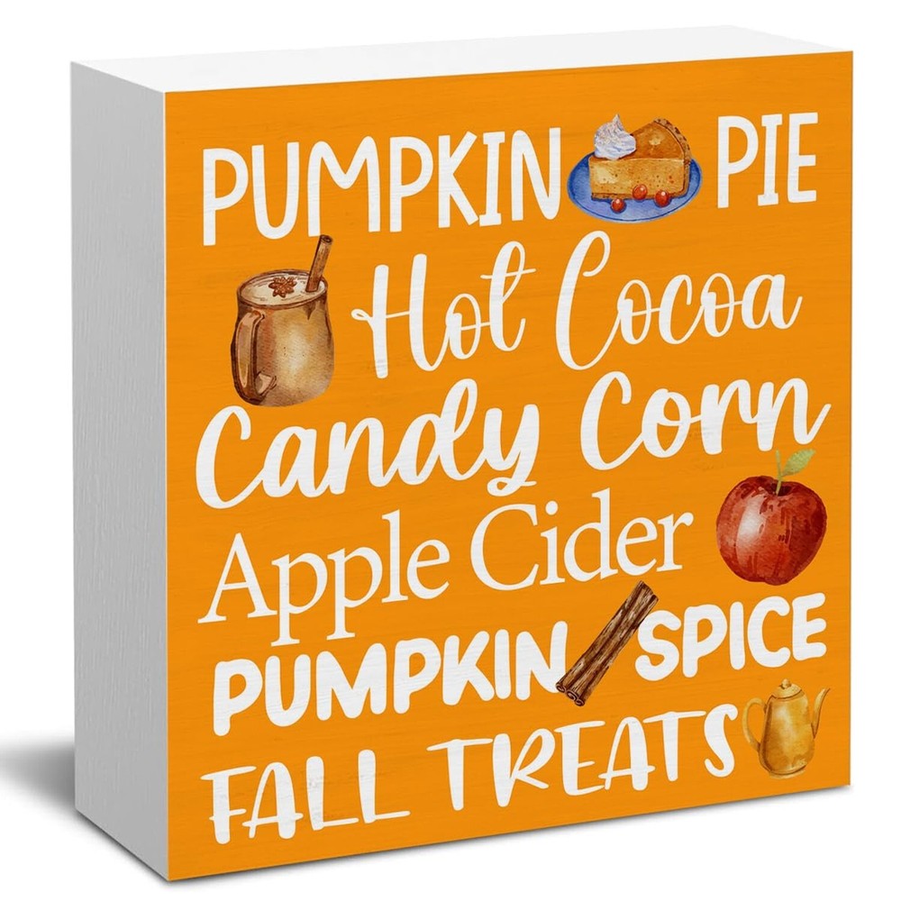 Fall Kitchen Decor Pumpkin Wood Sign Autumn Decorations Farmhouse Home Table ...