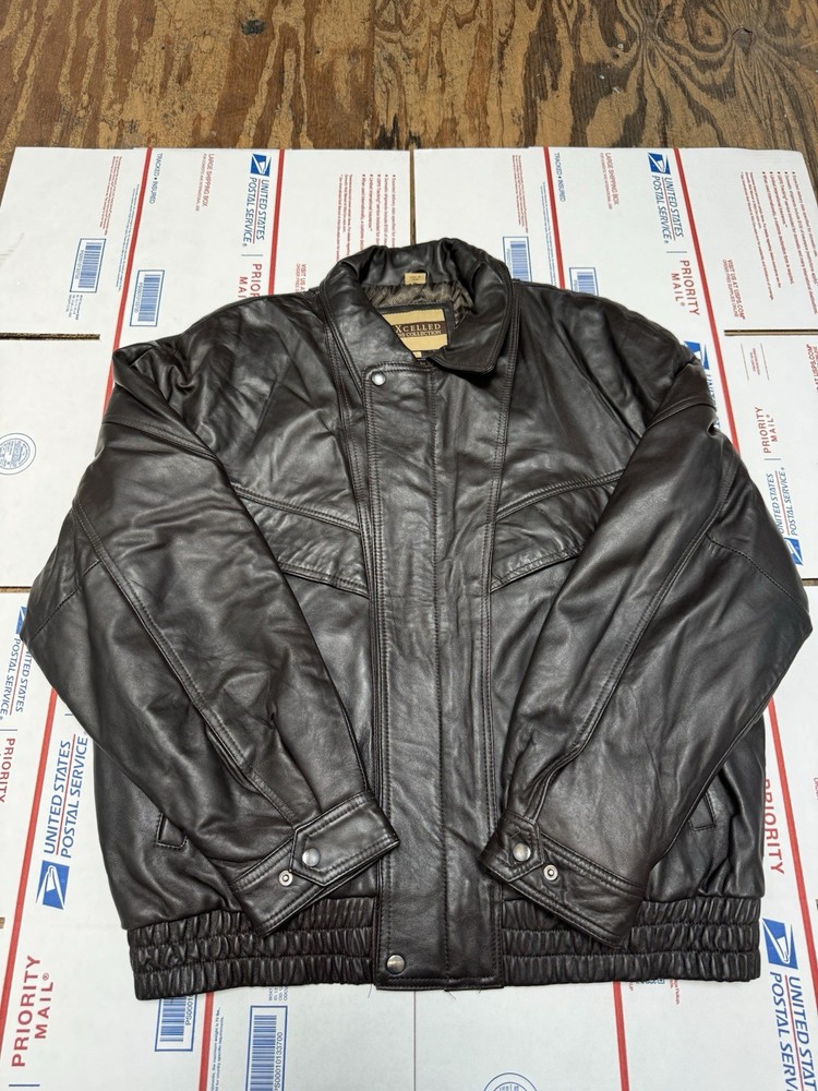 Vintage Men’s Leather Bomber Jacket Excelled XL Brown