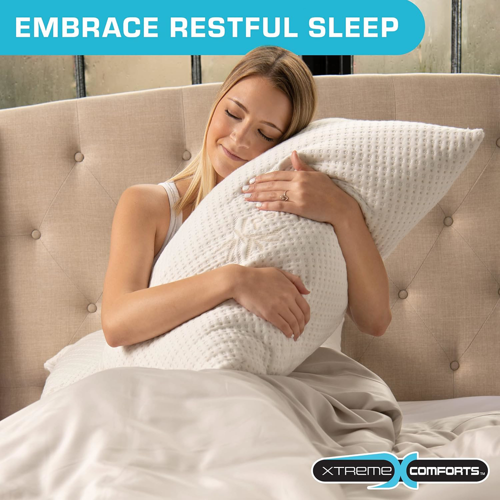 Xtreme Comforts Memory Foam Pillow - Cooling Slim Design for Side, Back, Stomach