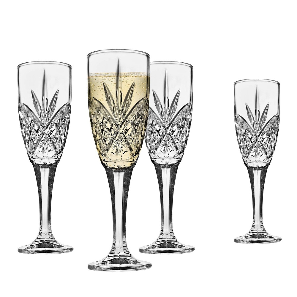 Dublin Crystal Champagne Flutes Set of 4 Elegant 6 oz Glassware
