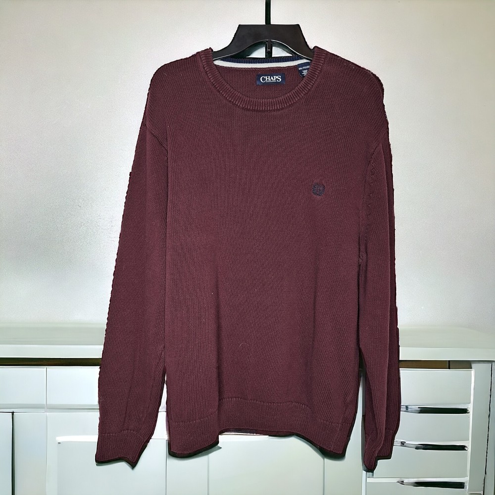 Chaps Pullover Sweater Mens XXL Red Cotton
