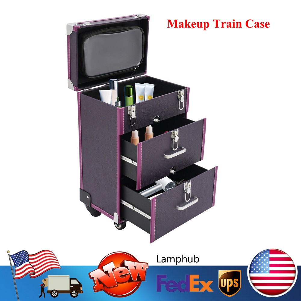 Professional Rolling Makeup Train Case for Travel and Cosmetic Storage  