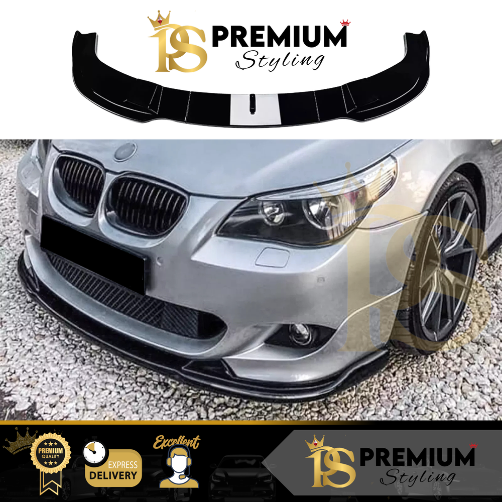 BMW 5 Series E60 Front Splitter Spoiler Lip M Sport Body Kit Gloss Black 2003-10