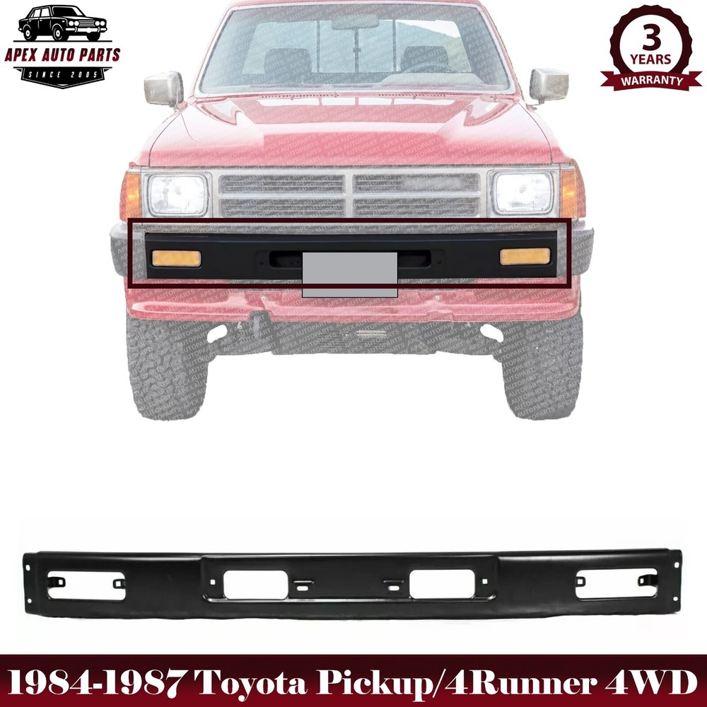 New Front Bumper Painted Black Steel For 1984-1987 Toyota Pickup / 4Runner 4WD