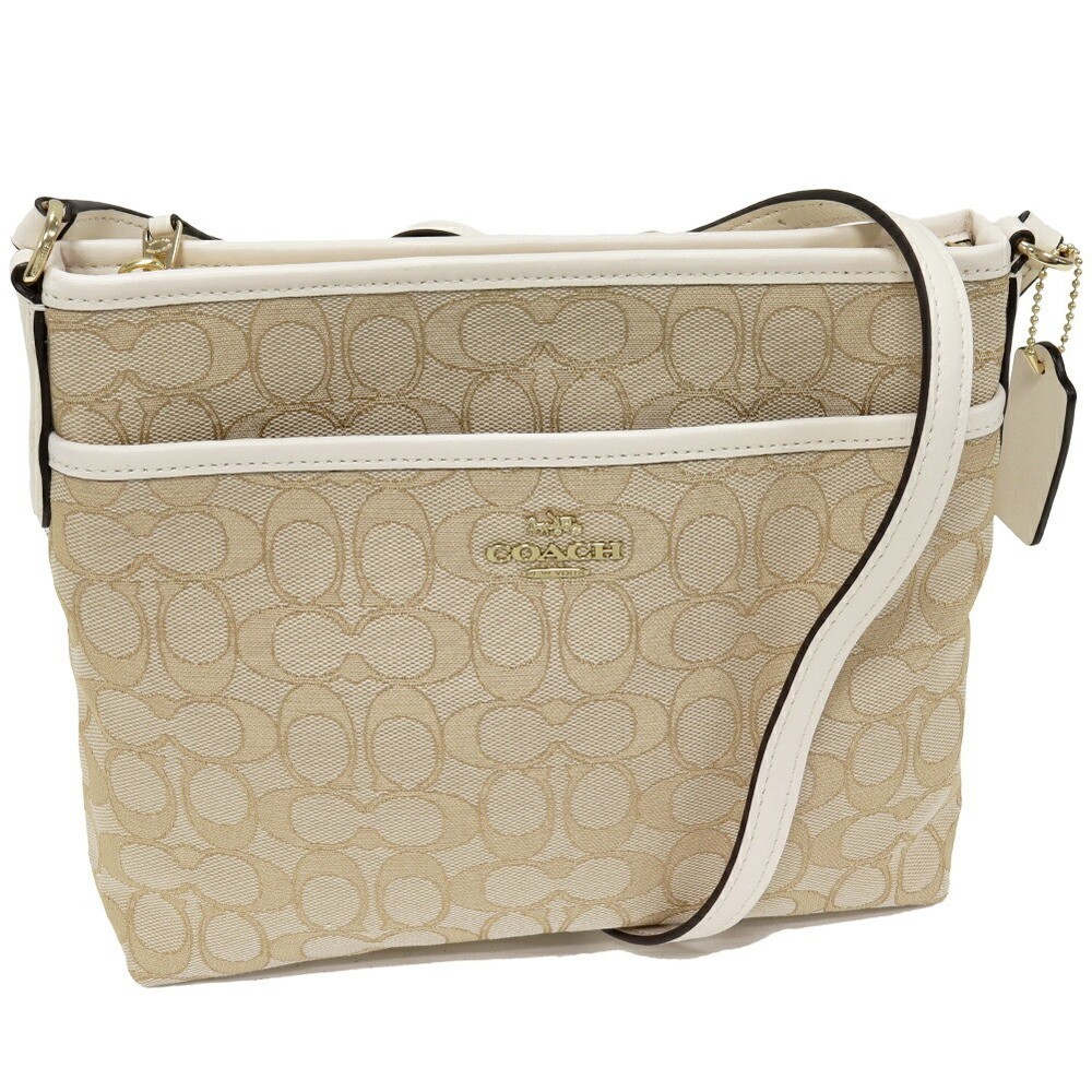 Coach Signature Canvas Shoulder Bag in Beige Ivory F29960