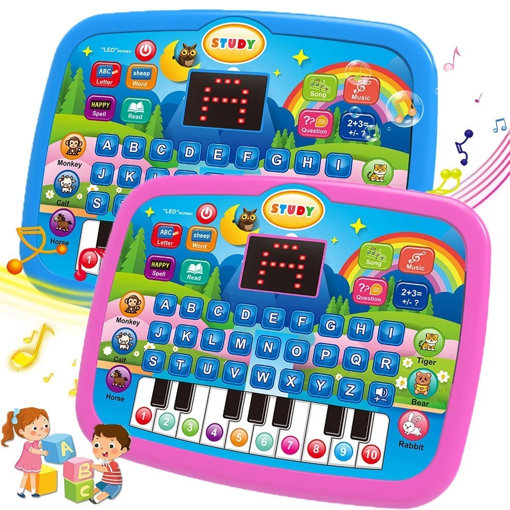 Kids’ Education Tablet Toy, Age 3+ Literacy Math Music Learning, Doubles as Elec
