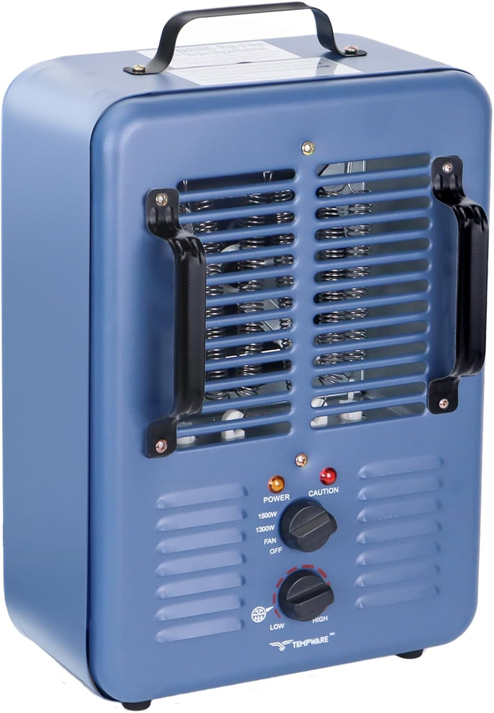 Milkhouse Space Heater, 1300W/1500W Heater with Thermostat, 3 Heat Settings, Saf