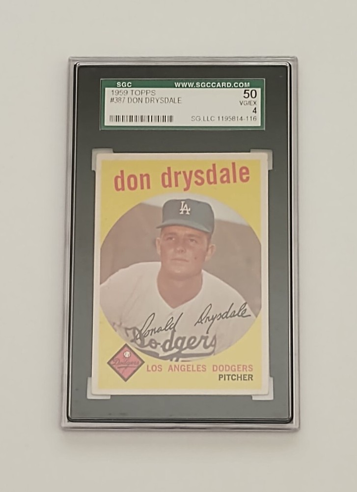1959 Topps #387 Don Drysdale Dodgers SGC 50 MLB HOF Vintage Baseball Card