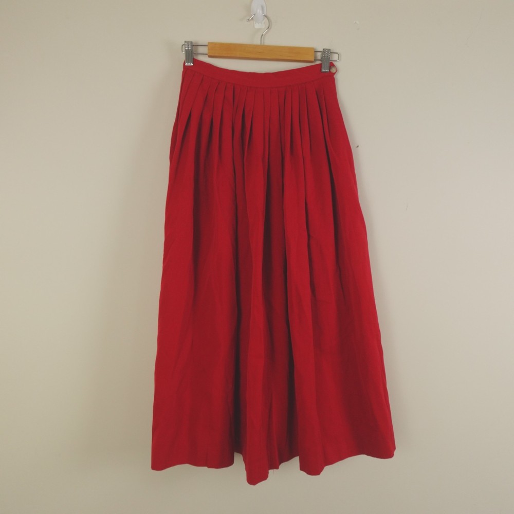 Ralph Lauren Skirt Womens 8* Red Wool Pleated Vintage