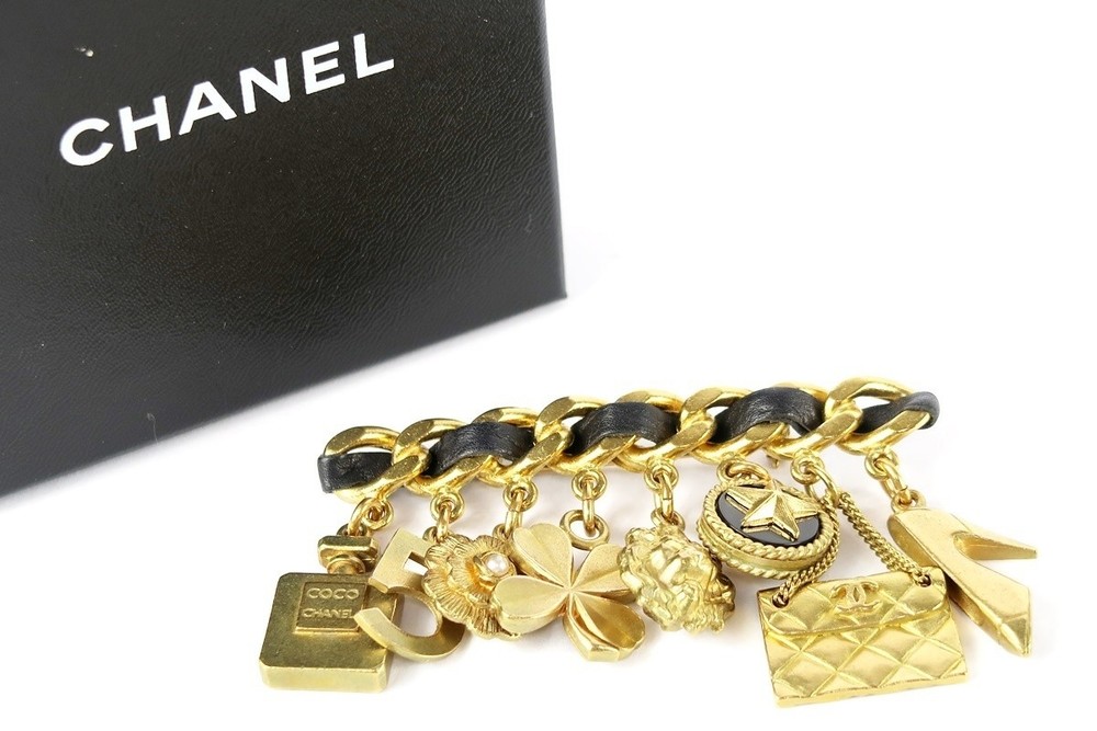 CHANEL 94A Rhinestone Brooch with Coco Mark Engraved 705316
