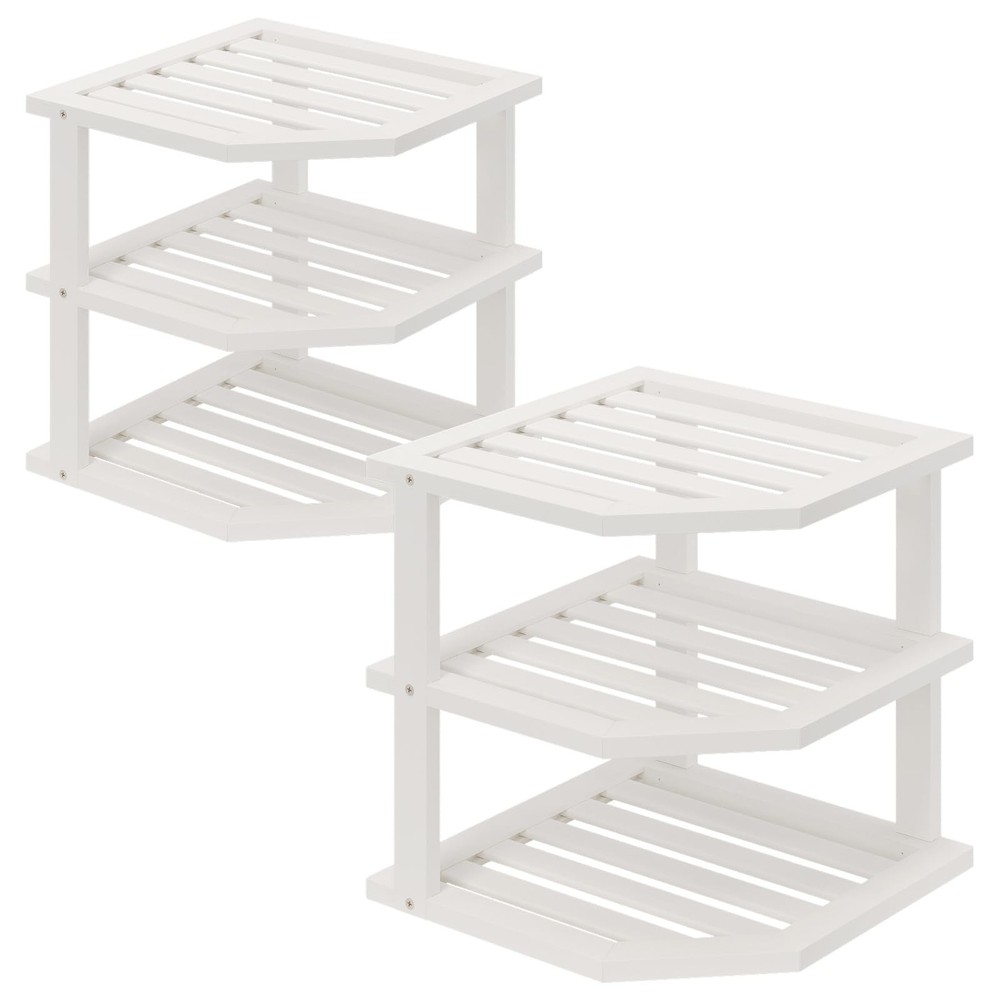 3 Tier Bamboo Corner Shelf(2 Pack),Dish Drying Rack,Plate Organizer,Kitchen