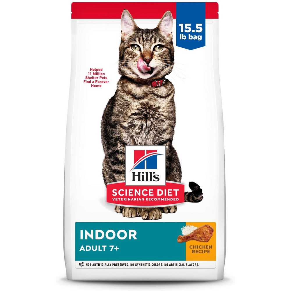 Senior Adult 7+ Indoor Chicken Recipe Dry Cat Food, 15.5-lb bag