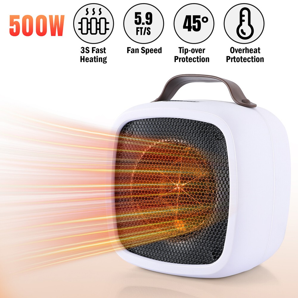 Mini Personal Electric Ceramic Space Heater Small Portable 500W for Room Desktop