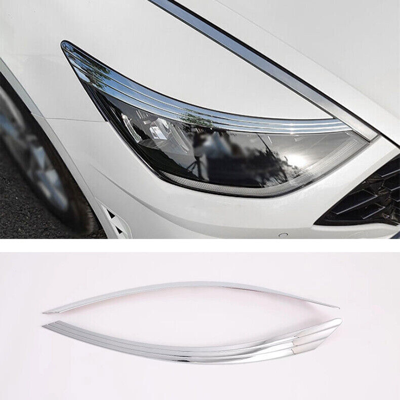 For Hyundai Sonata 2020-2023 Chrome Front Headlight Lamp Trim Cover Car Eyebrows