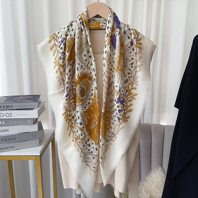 Pure Cashmere Thin Oblong Scarf Wrap Shawl Digital Printing Soft Delicate 39··