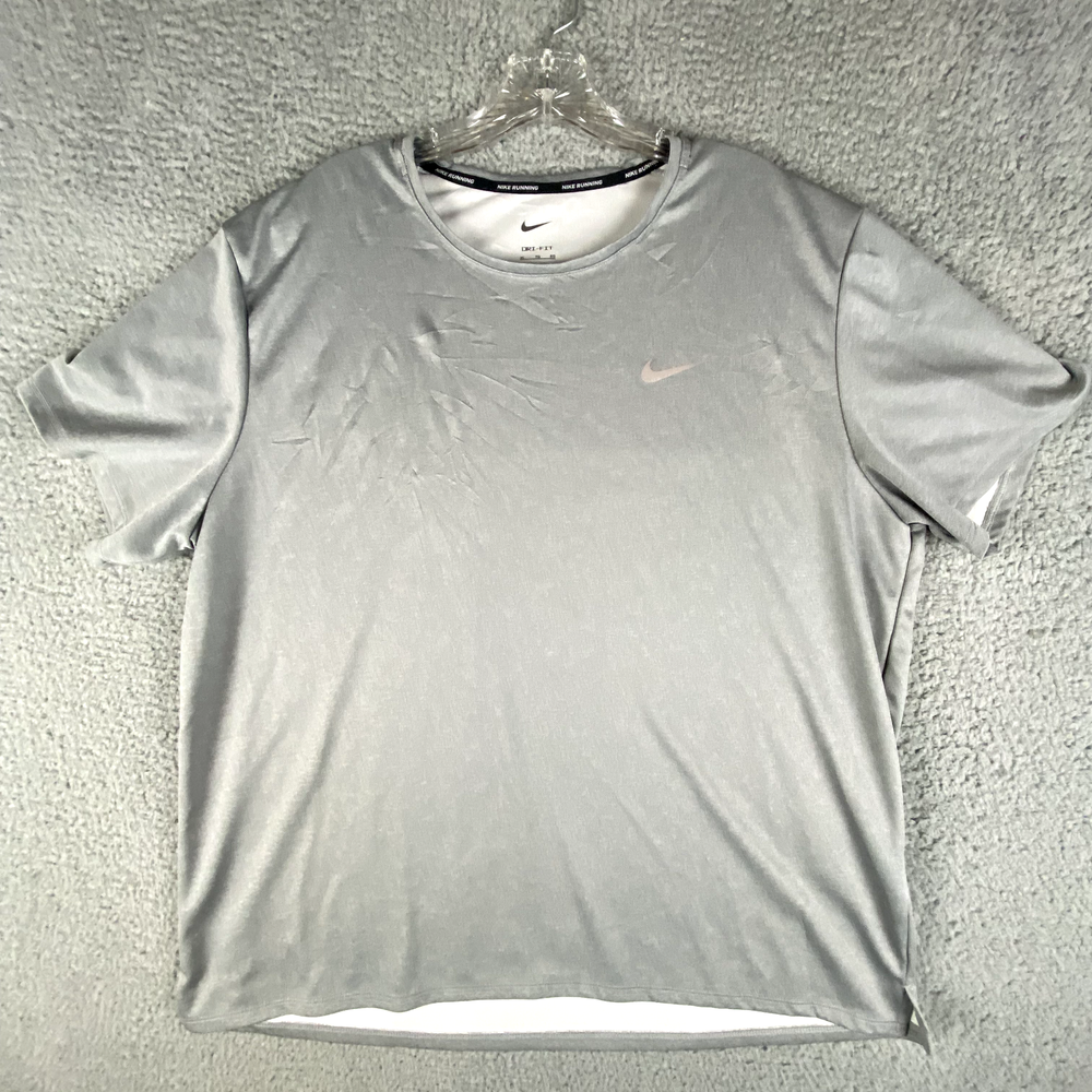 Nike Miler Dri-Fit Mens XL Gray Short Sleeve UV Running Gym Workout Shirt