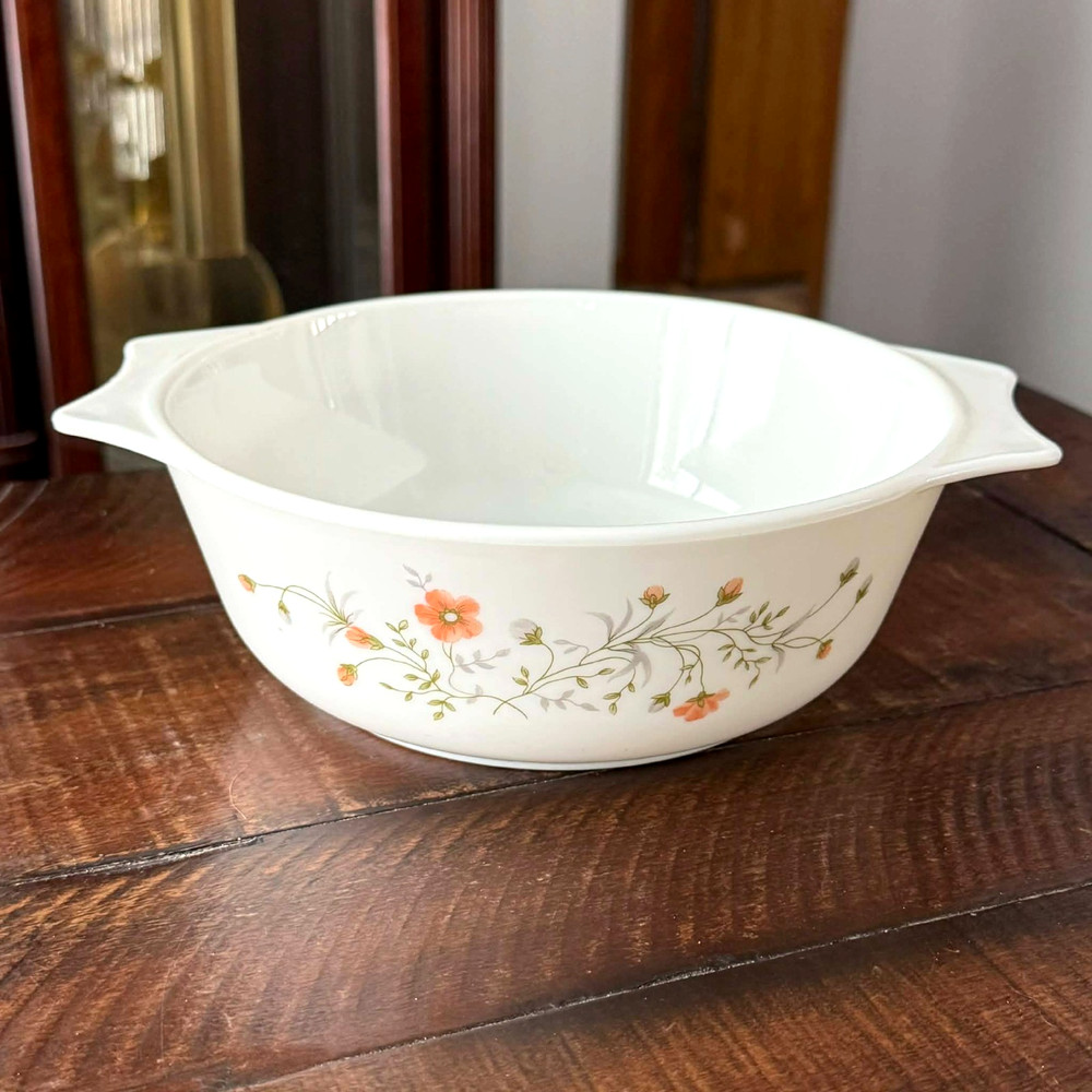 Pyrex England Casserole Dish Spring Garden Emily 1970s 8” Cottagecore Vintage