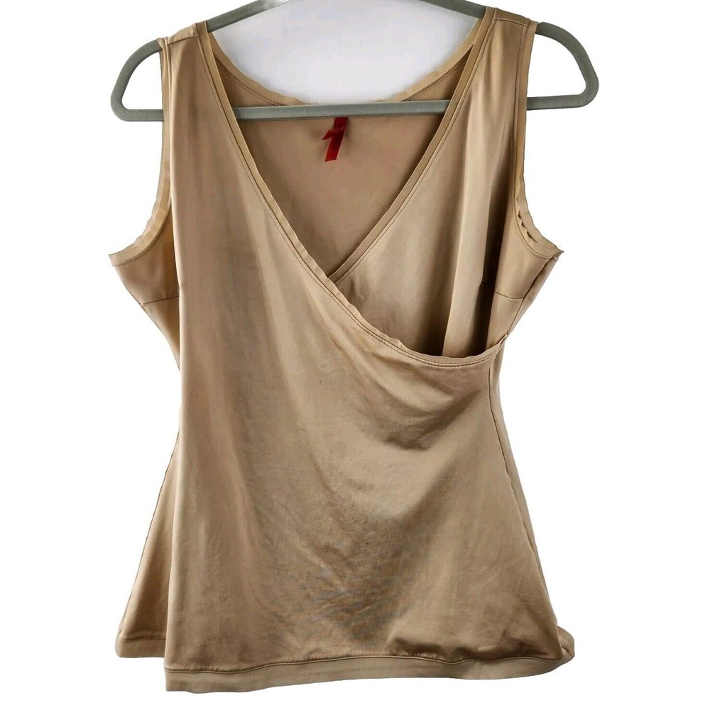 Spanx Tank Cami Top Women 1X TAN NUDE Shapewear V Neck Crossover Chest Slimming