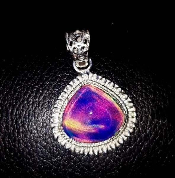 925 Sterling silver Pendant 27 Ct Aurora Opal Multi Color Cabochon Gemstone