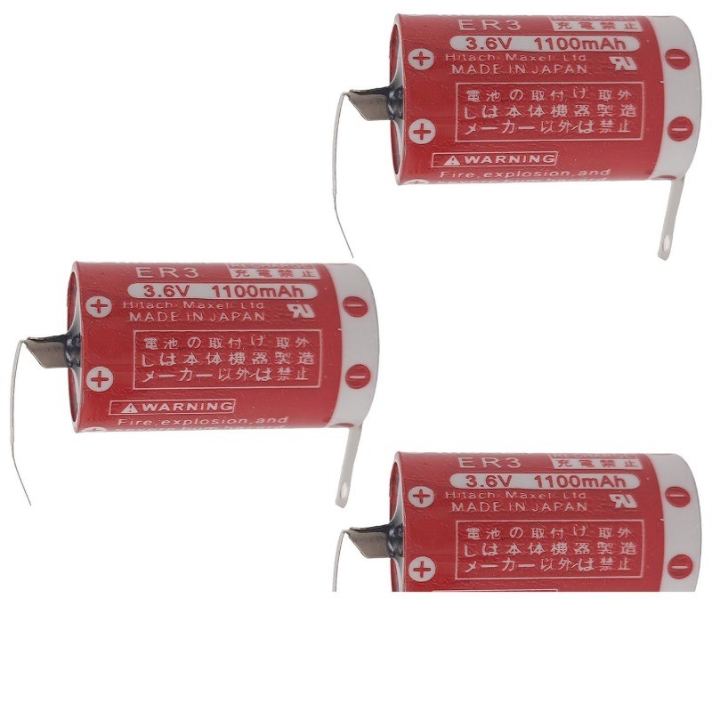 3-Pack ER3 3.6V 1100mAh Non-rechargeable Li-ion PLC Battery with Solder feet New