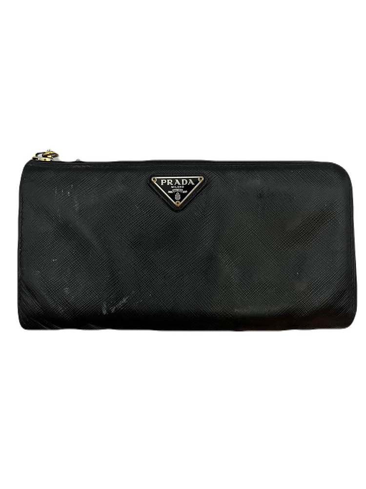 PRADA Black Leather Long Wallet Pre-Owned Model E0828-10