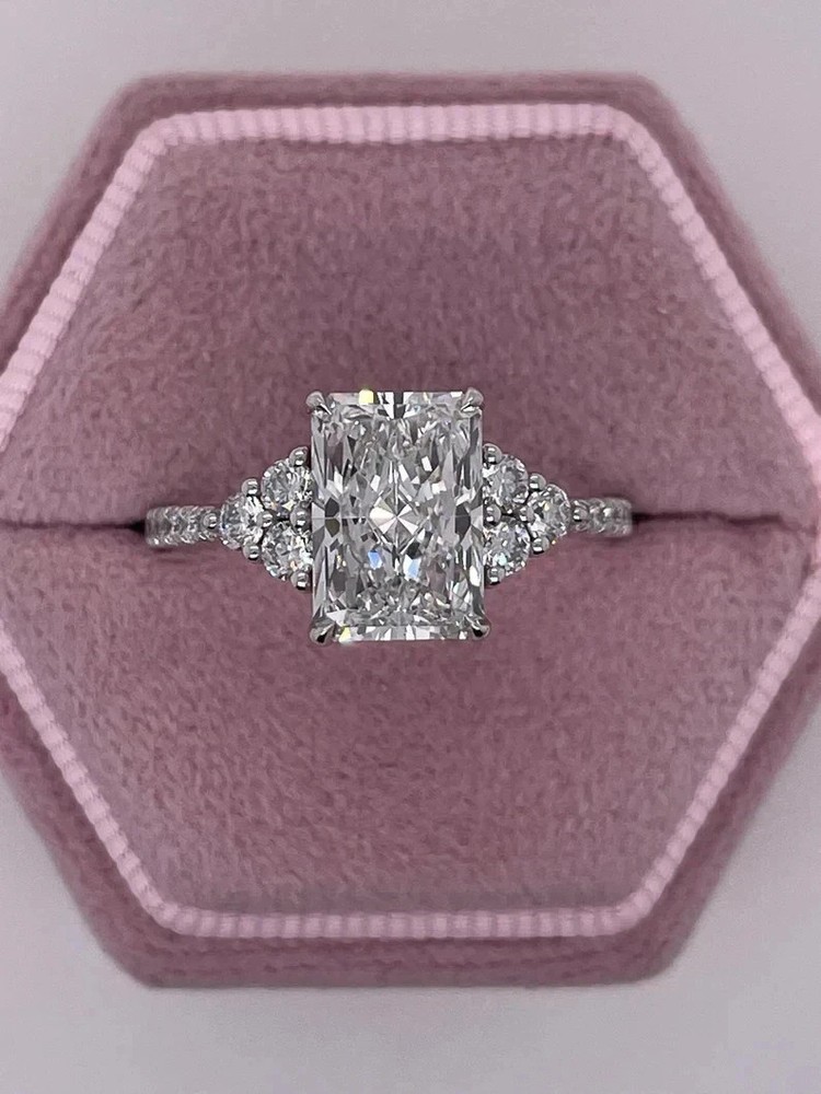 5.50Ct 14K White Gold Radiant Cut IGI Certified Lab Grown Diamond Wedding Ring