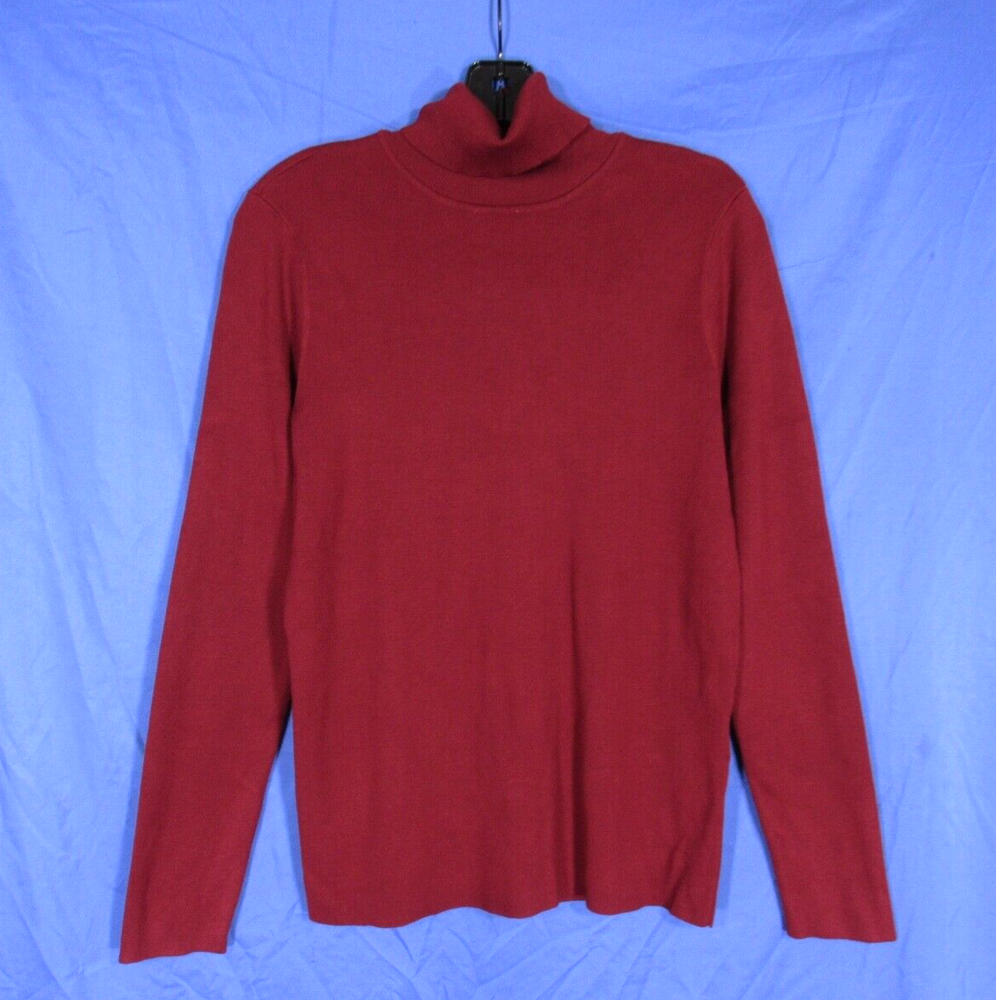 Nwt CHICO'S Maroon STRETCHY Ribbed Knit TURTLENECK Body-Hugging SWEATER 1 (US M)