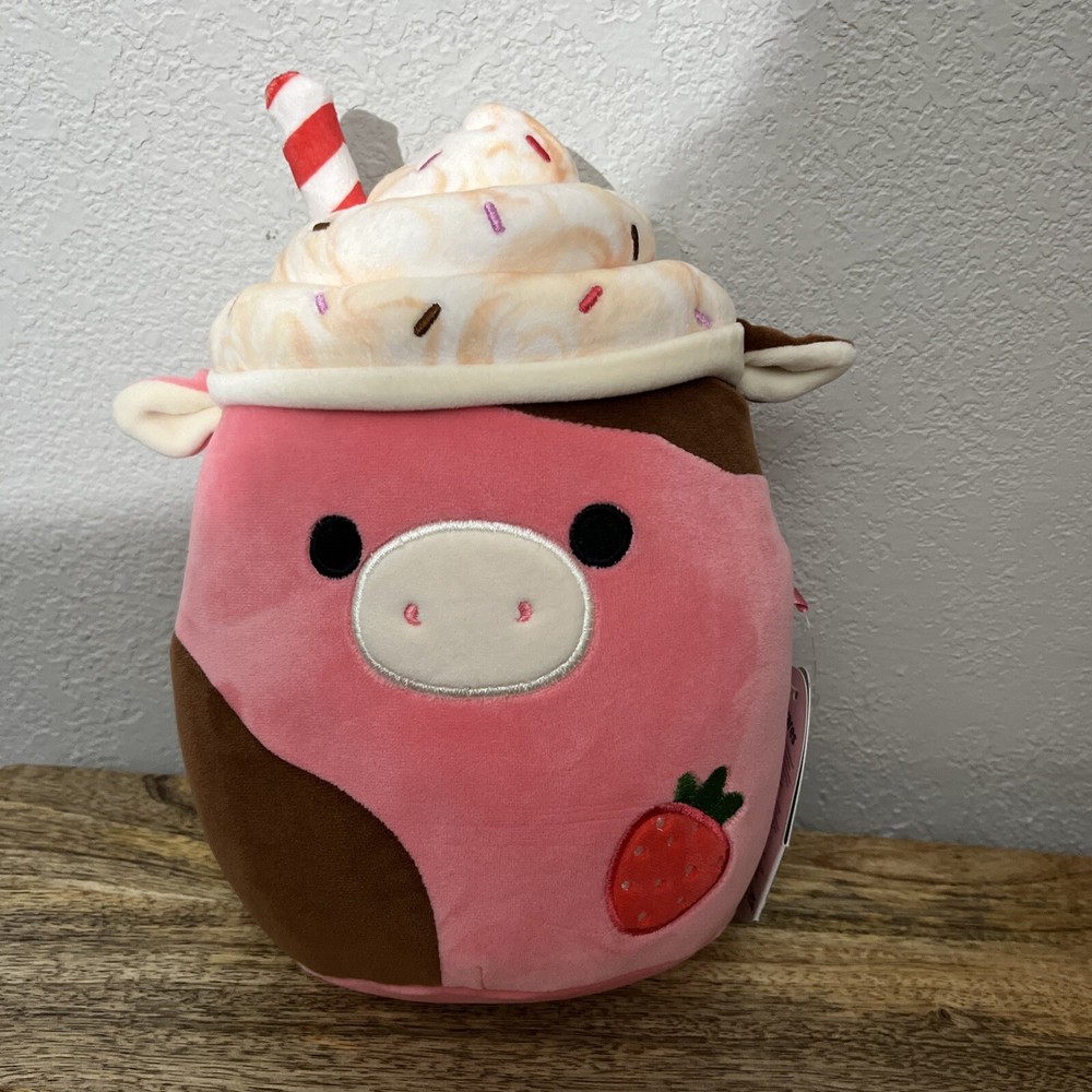 Squishmallow 8 Rishi Strawberry Milkshake Cow Plush Pink Soft Toy  