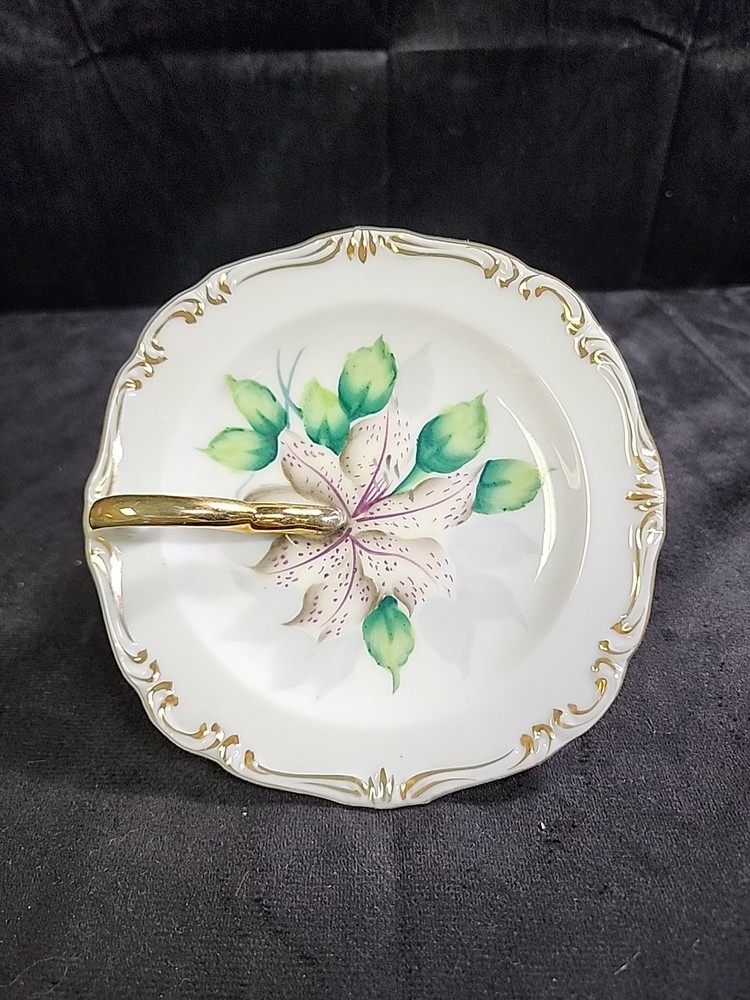 Vintage Rossetti  Hand Painted Flower Plate w/Handle Made in Occupied Japan