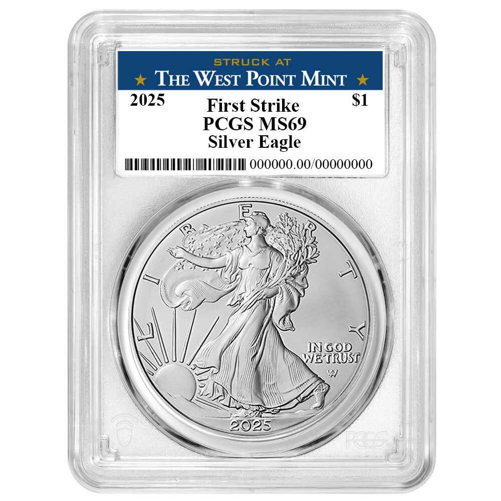 2025 $1 American Silver Eagle PCGS MS69 FS West Point Label