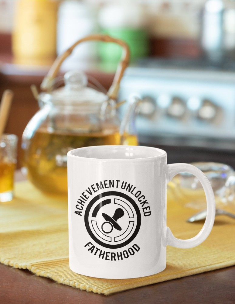 Gift From Wife Funny Coffee Mug Achievement Unlocked Fatherhood New Dad Gifts