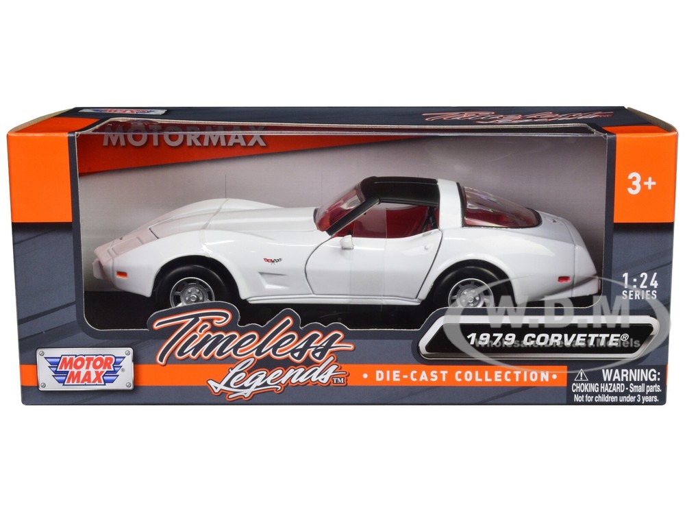 1979 Chevy Corvette C3 White with Red Interior 1/24 Diecast by MotorMax 73244