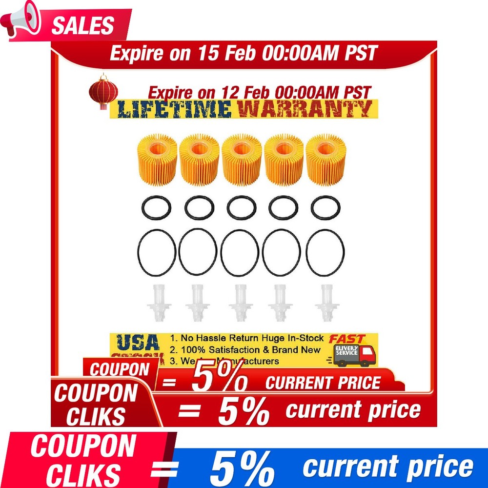 5PC Oil Filters 04152-31090 YZZA1 for Toyota Avalon Camry Sienna Lexus Scion