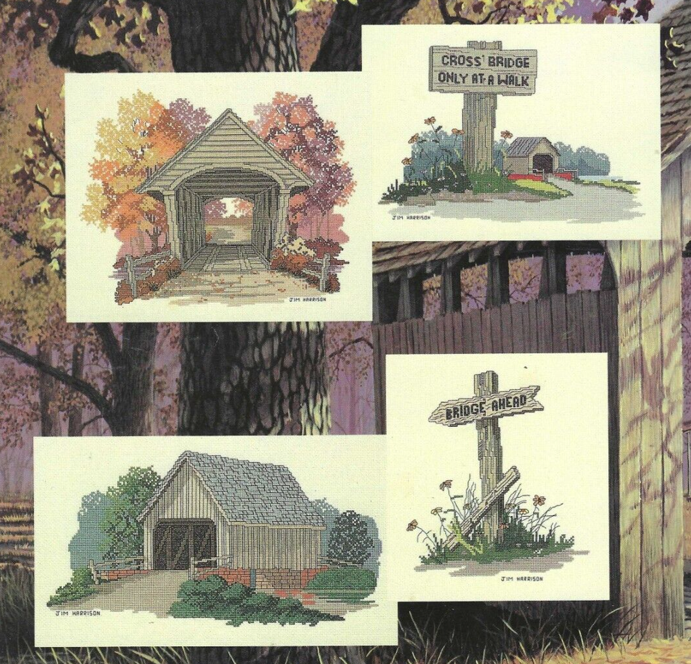 SEASONAL COVERED BRIDGES--6 Designs--Landscapes--Counted Cross Stitch Pattern-image